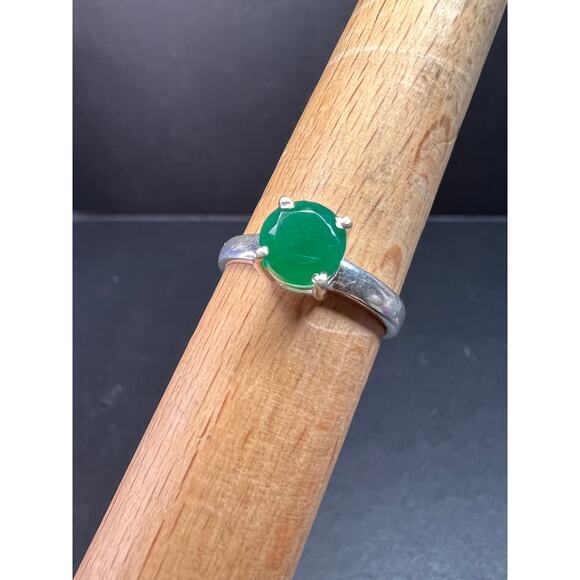 Green onyx sterling silver solitaire ring size 9 - Picture 9 of 15